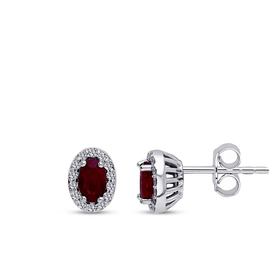0,77 Carat Diamond Ruby Earrings