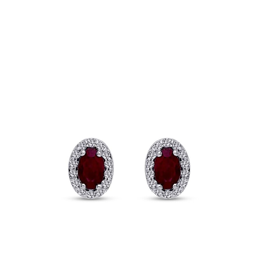 0,77 Carat Diamond Ruby Earrings