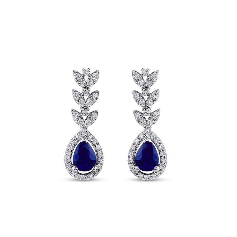 2,24 Carat Diamond Sapphire Earrings