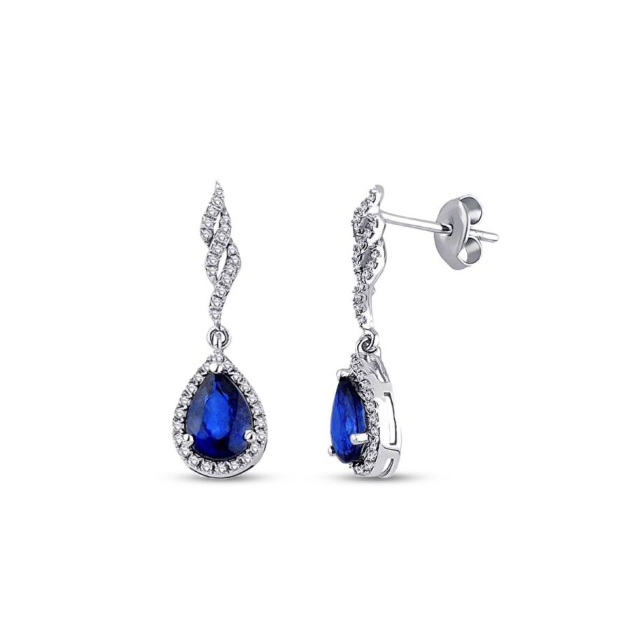 1,76 Carat Diamond Sapphire Earrings