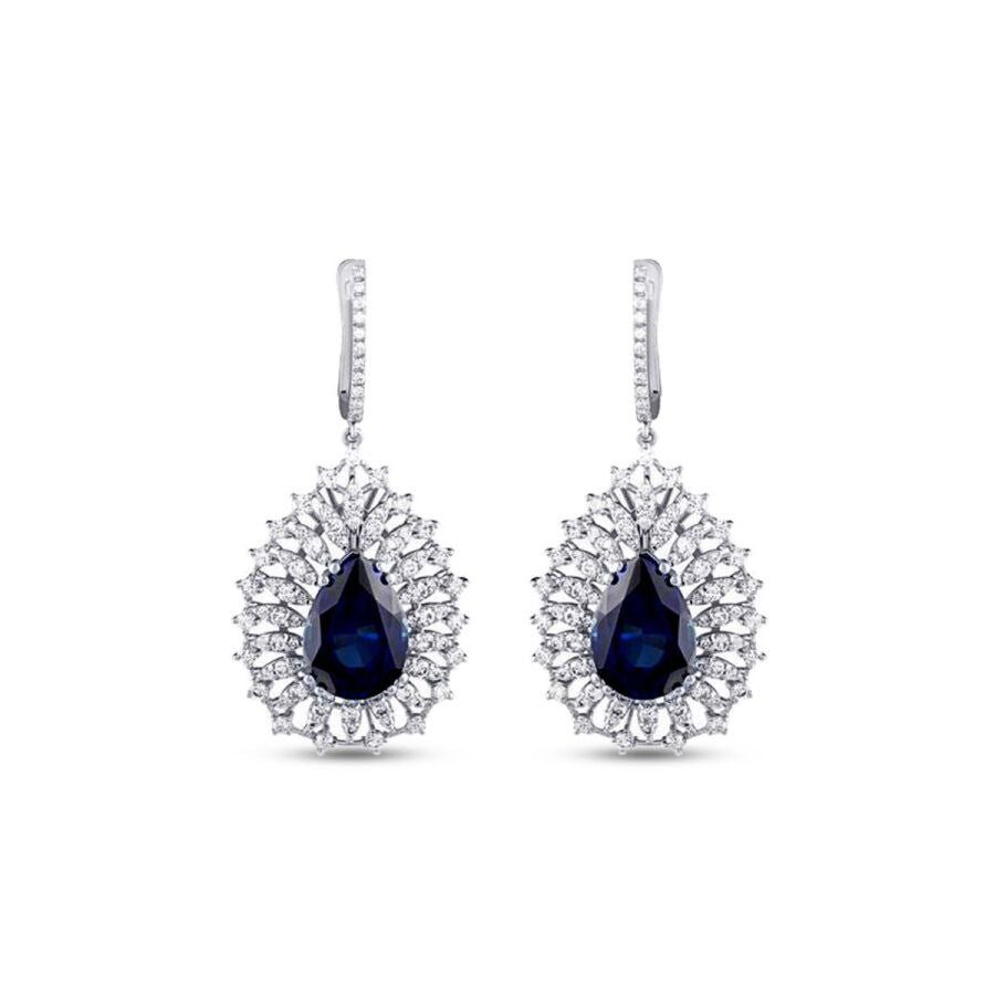 9,49 Carat Diamond Sapphire Earrings
