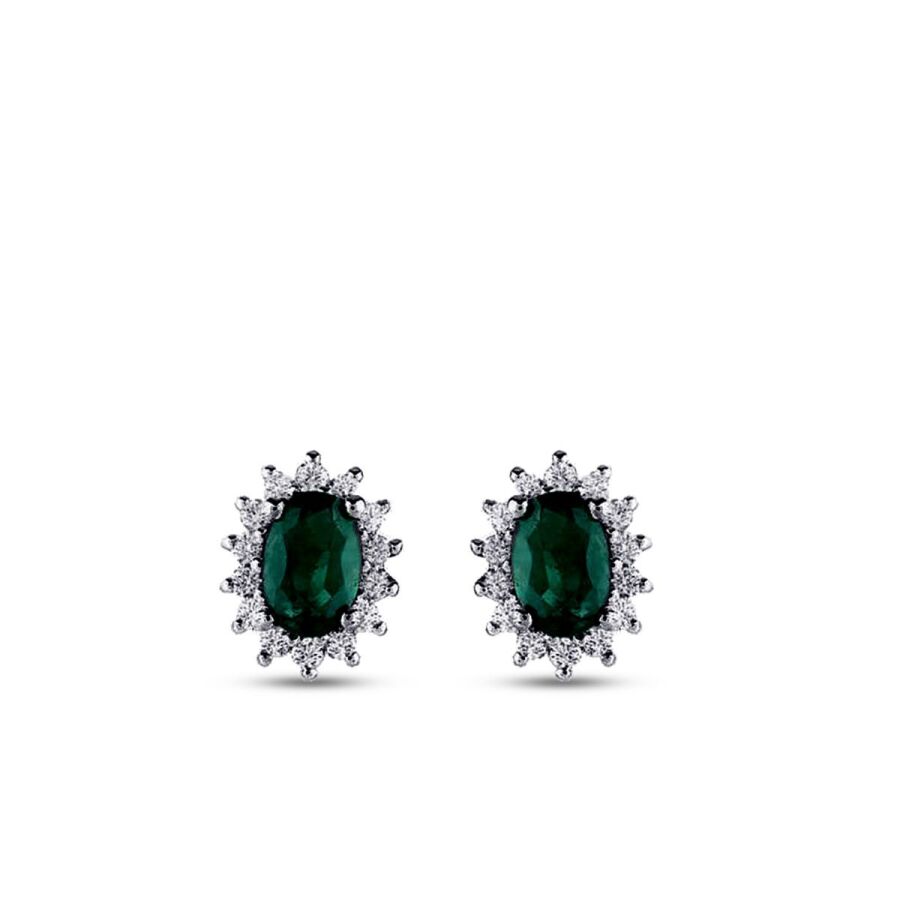 1,60 Carat Diamond Emerald Earrings