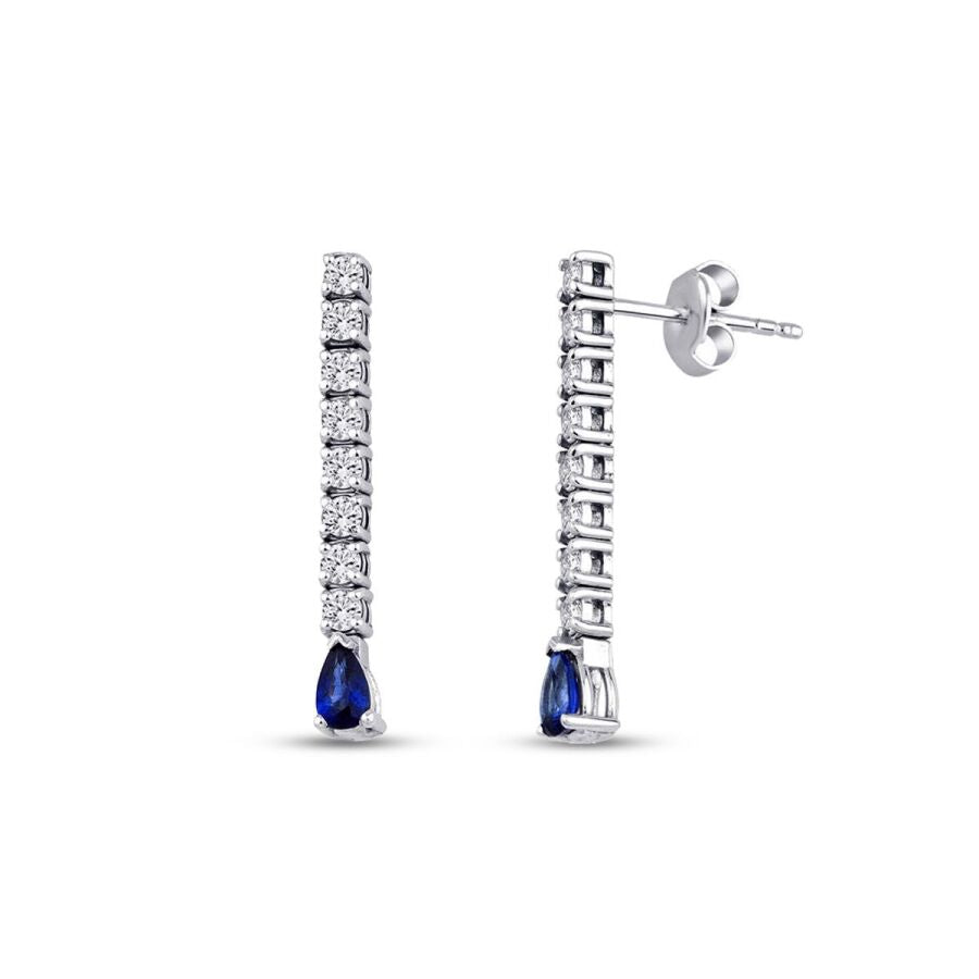 1,28 Carat Diamond Sapphire Earrings