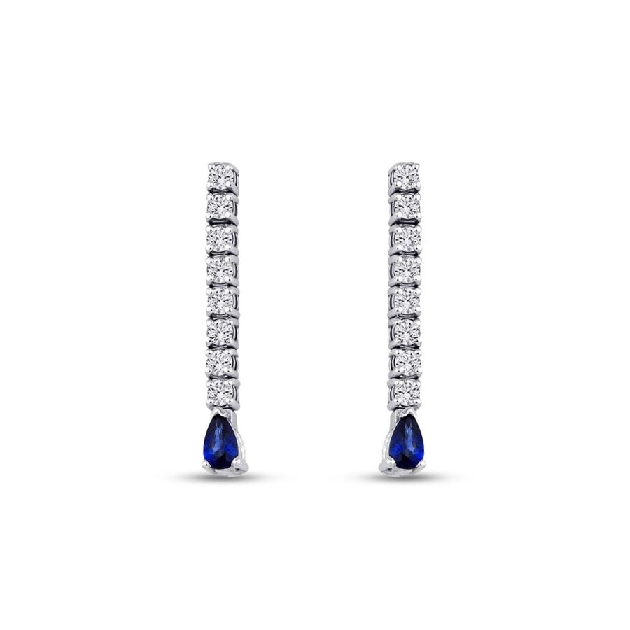 1,28 Carat Diamond Sapphire Earrings