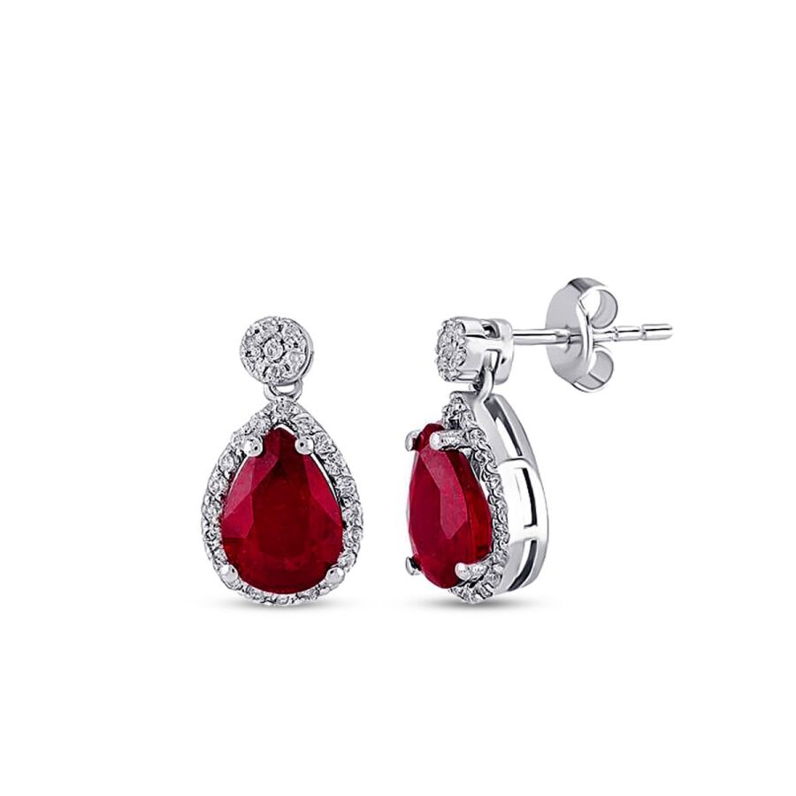 1,91 Carat Diamond Ruby Earrings