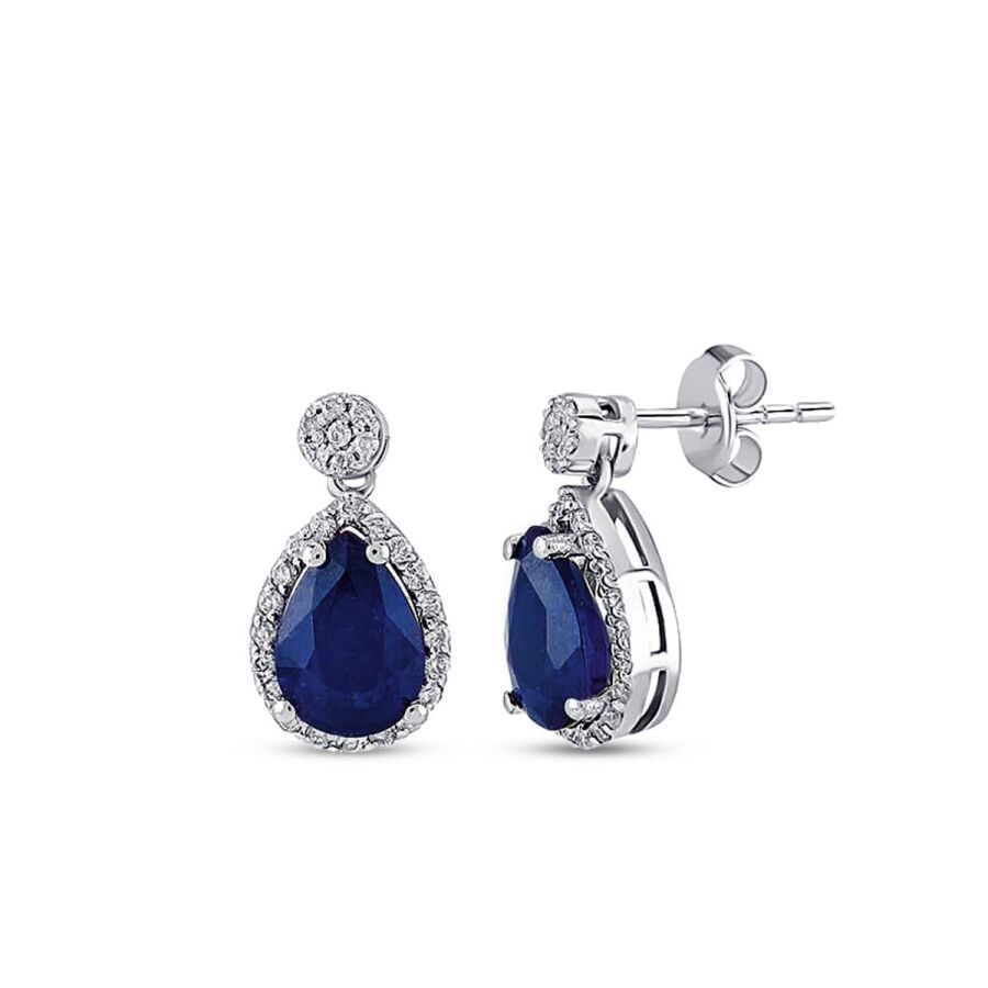 1,71 Carat Diamond Sapphire Earrings