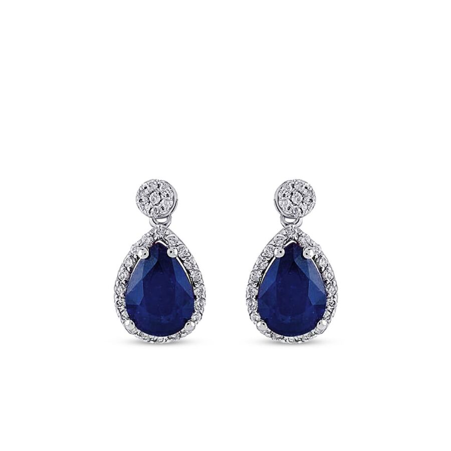 1,71 Carat Diamond Sapphire Earrings