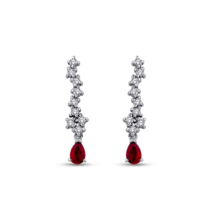 0,89 Carat Diamond Ruby Earrings