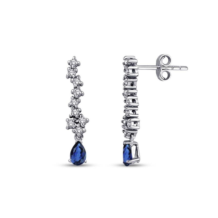 0,75 Carat Diamond Sapphire Earrings