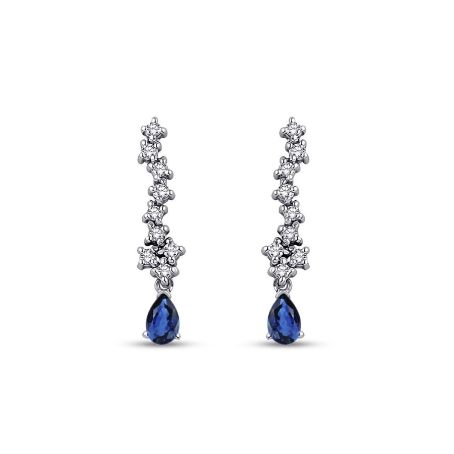 0,75 Carat Diamond Sapphire Earrings