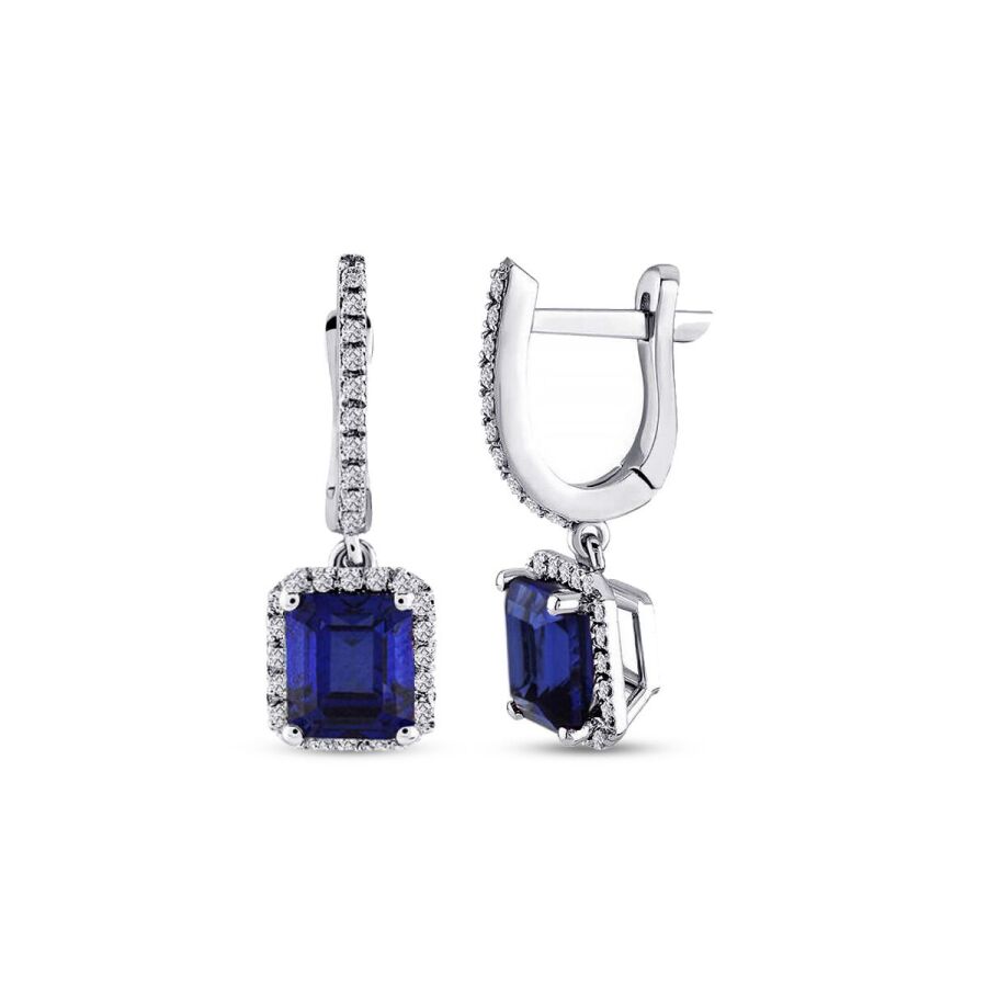 2,18 Carat Diamond Sapphire Earrings