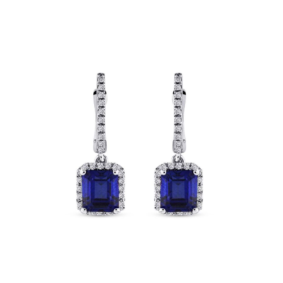 2,18 Carat Diamond Sapphire Earrings