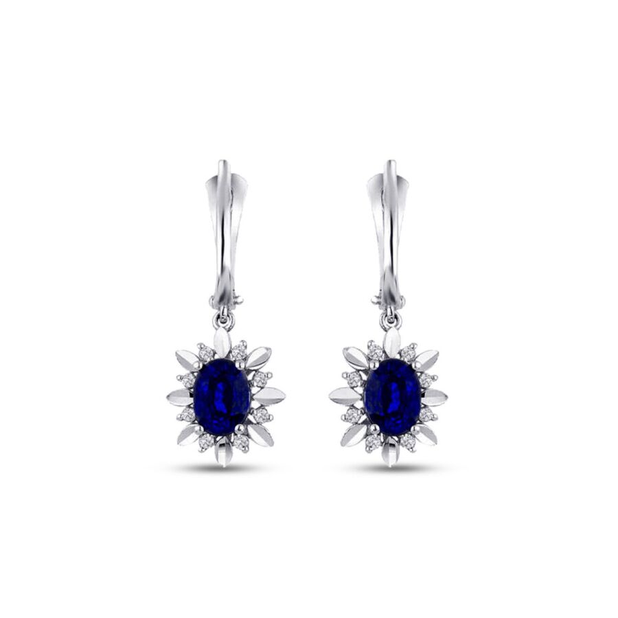 2,20 Carat Diamond Sapphire Earrings