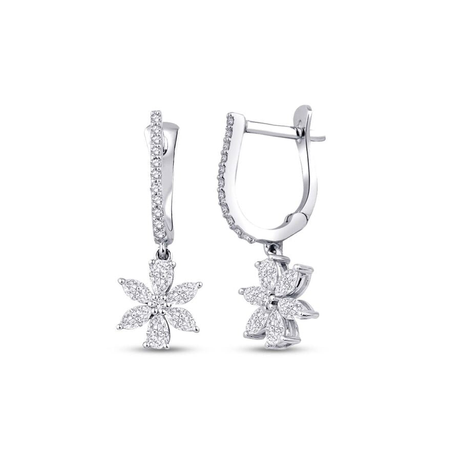 0,94 Carat Diamond Flower Earrings