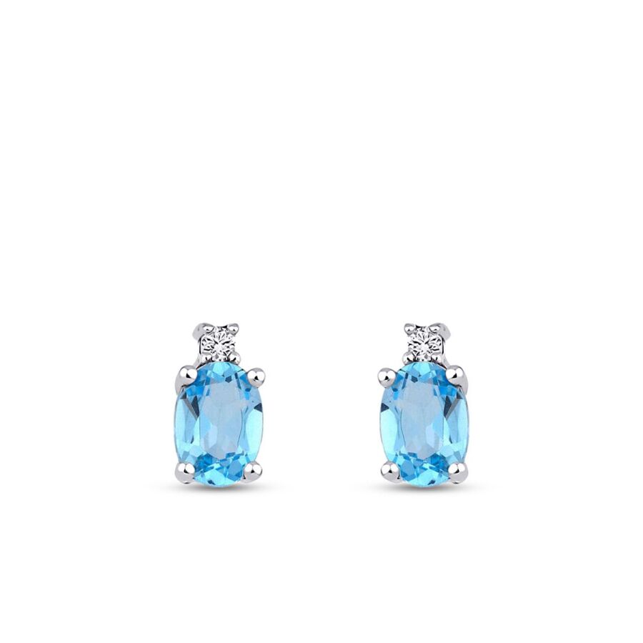 1,89 Carat Diamond Blue Topaz Earrings