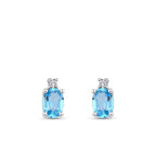 1,89 Carat Diamond Blue Topaz Earrings