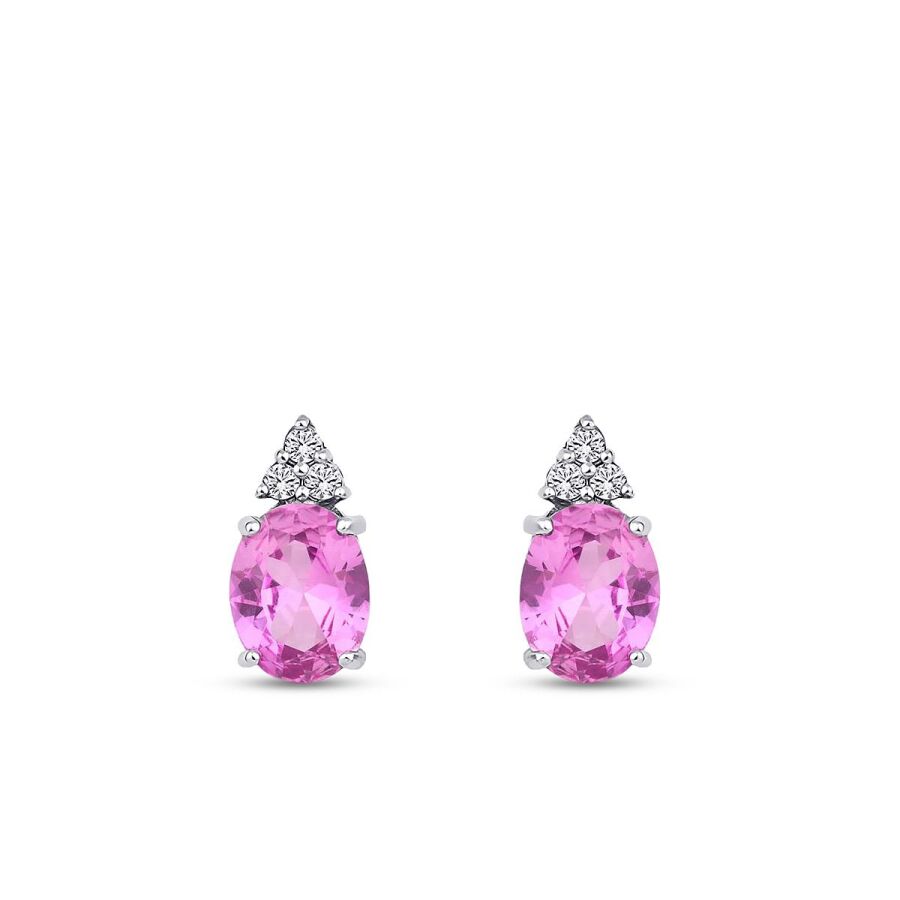 4,10 Carat Diamond Pink Sapphire Earrings