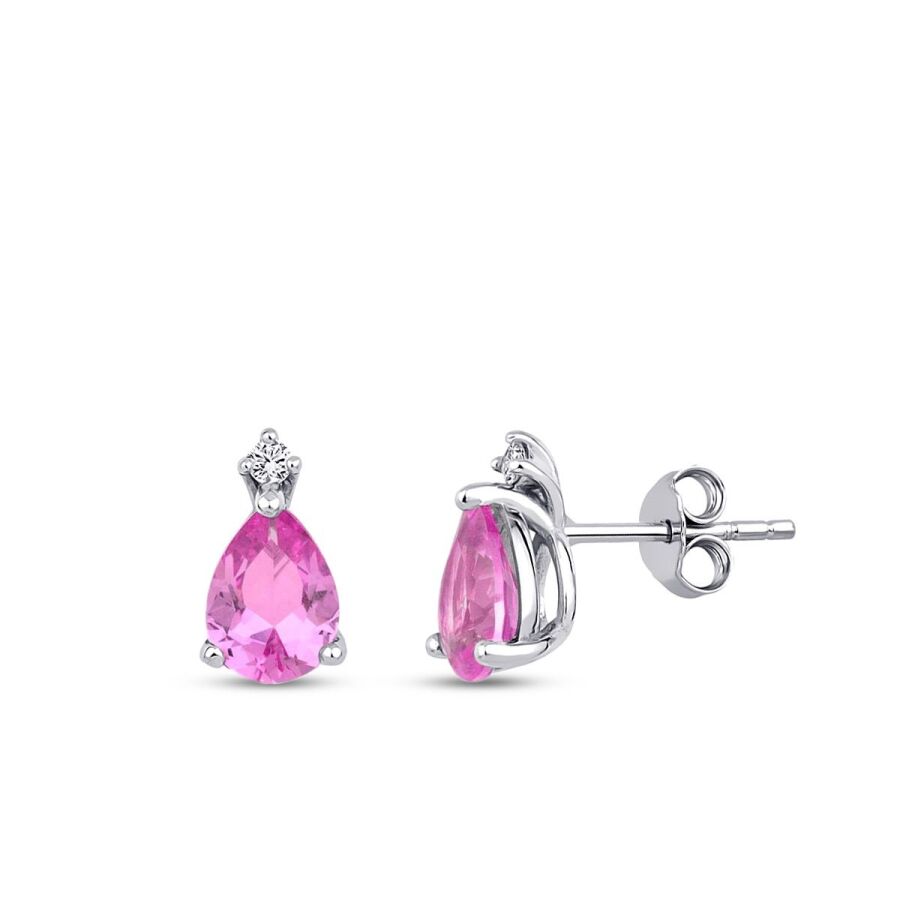 2,66 Carat Diamond Pink Sapphire Earrings