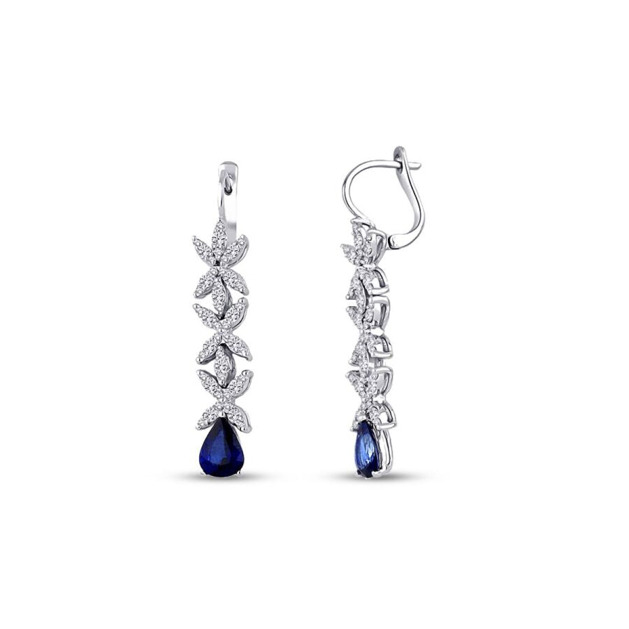 3,51 Carat Diamond Sapphire Earrings