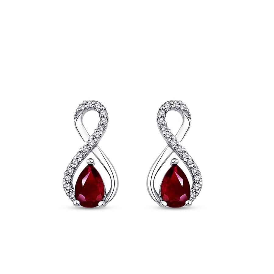 1,27 Carat Diamond Ruby Earrings