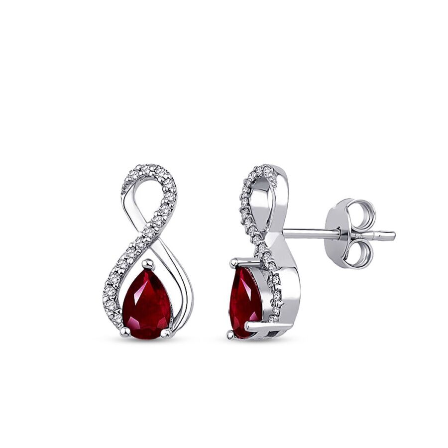 1,27 Carat Diamond Ruby Earrings