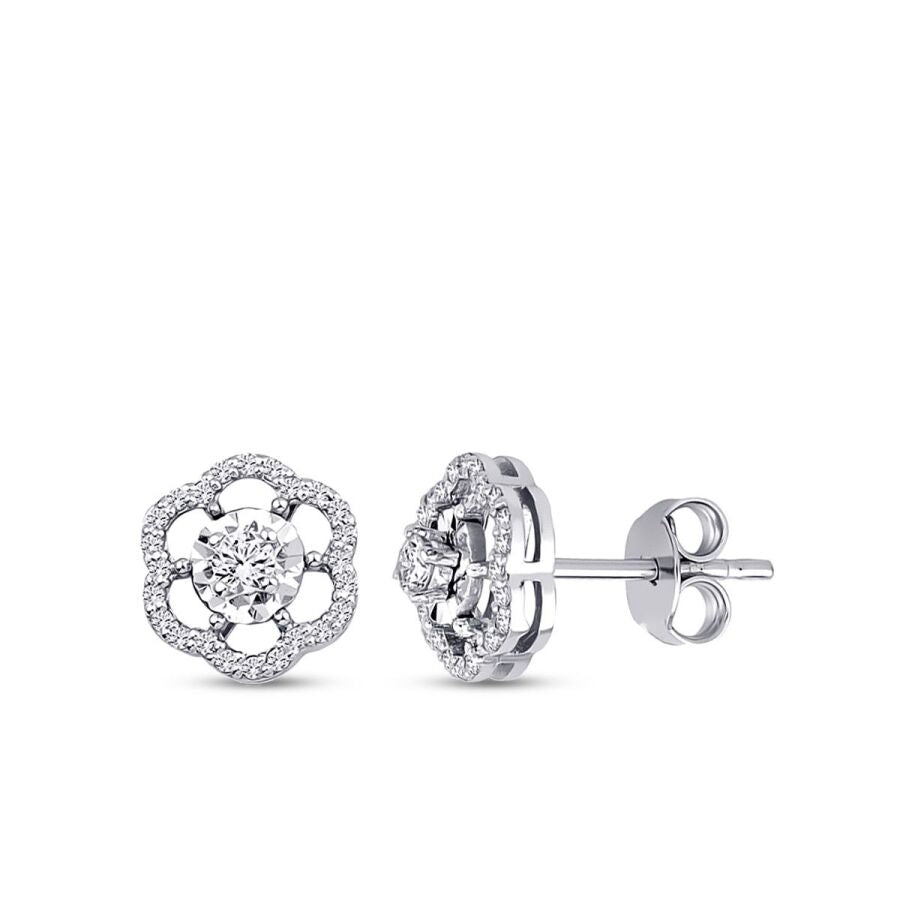 0,29 Carat Diamond Flower Earrings