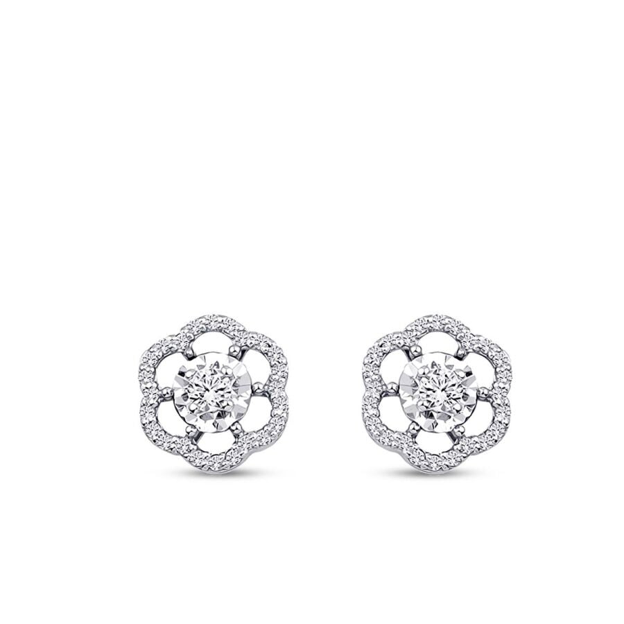 0,29 Carat Diamond Flower Earrings