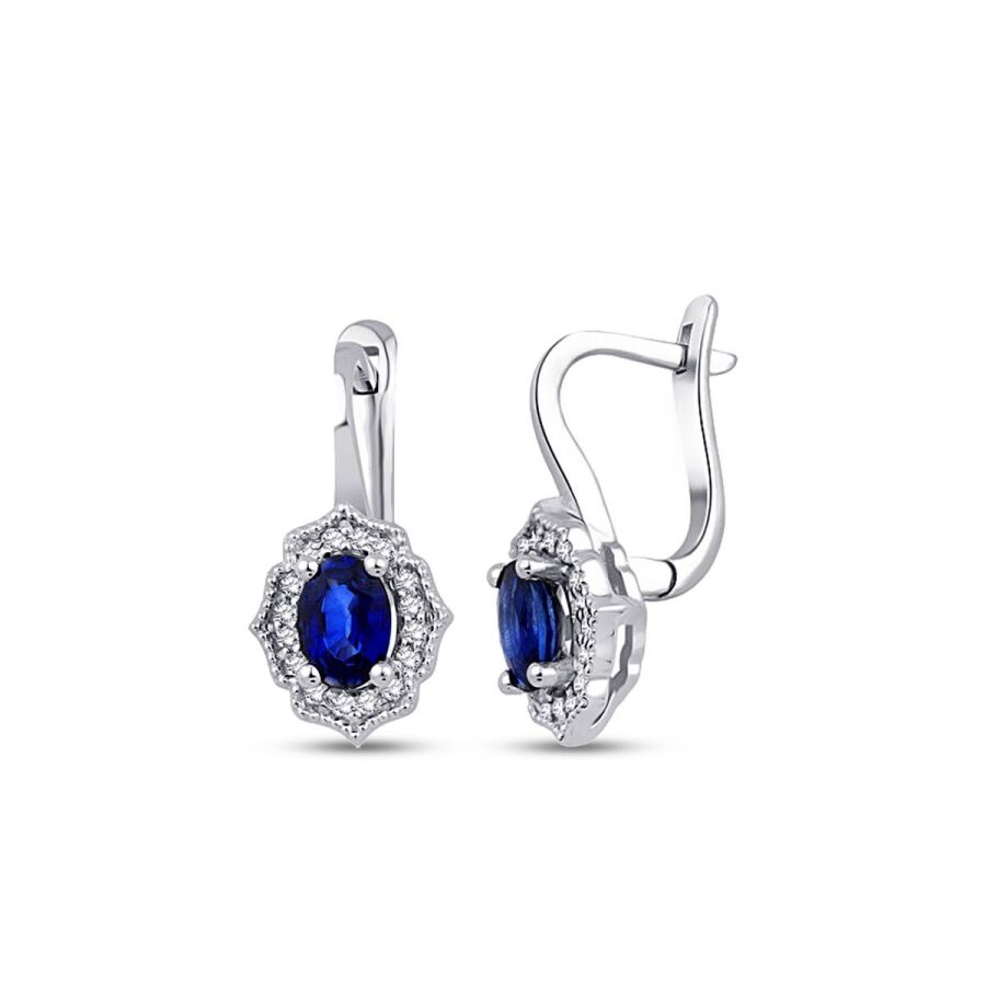 1,13 Carat Diamond Sapphire Earrings