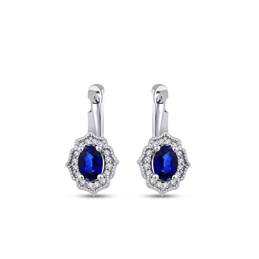 1,13 Carat Diamond Sapphire Earrings