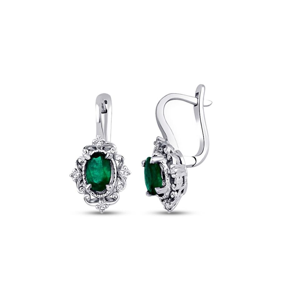 0,85 Carat Diamond Emerald Earrings