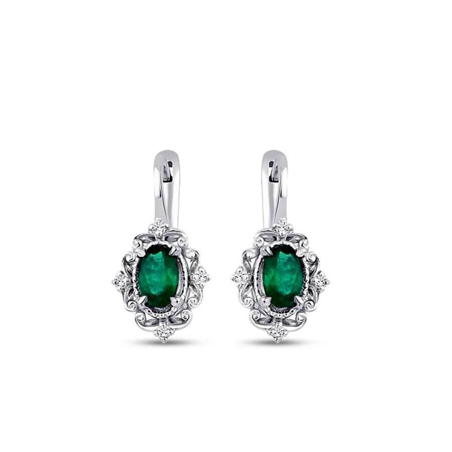 0,85 Carat Diamond Emerald Earrings