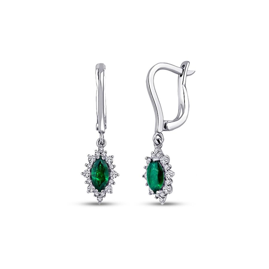 0.99 Carat Diamond Emerald Earrings