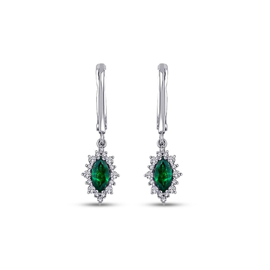 0.99 Carat Diamond Emerald Earrings