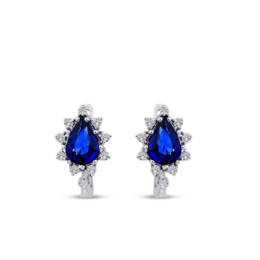 1,69 Carat Diamond Sapphire Earrings