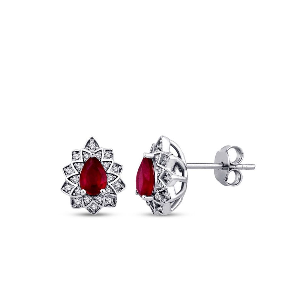 1,48 Carat Diamond Ruby Earrings