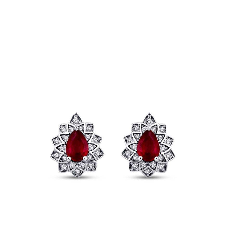 1,48 Carat Diamond Ruby Earrings