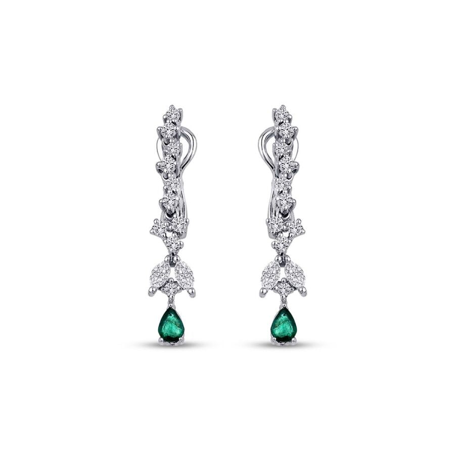 0,91 Carat Diamond Emerald Earrings