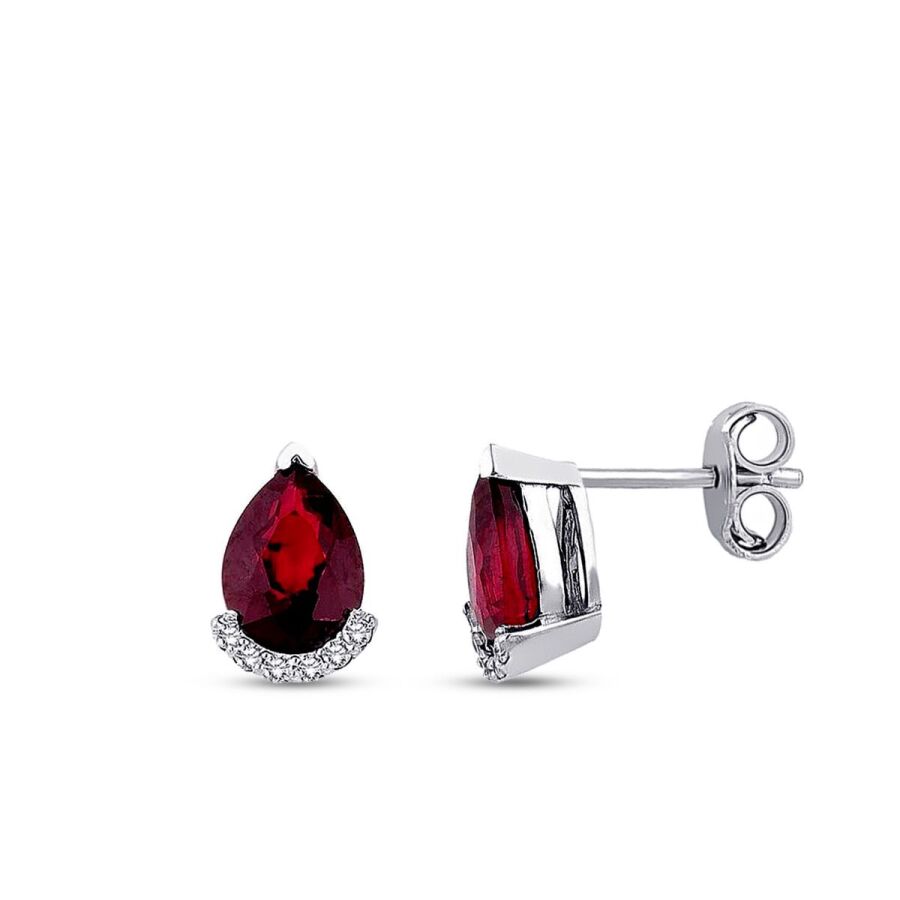 2,03 Carat Diamond Ruby Earrings