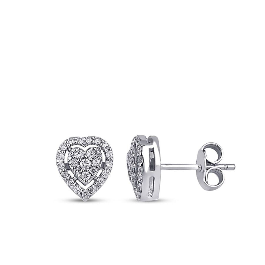 0,32 Carat Diamond Heart Earrings