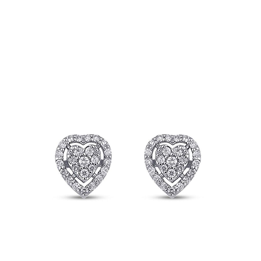 0,32 Carat Diamond Heart Earrings