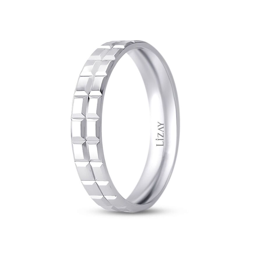Modern White Gold Wedding Band