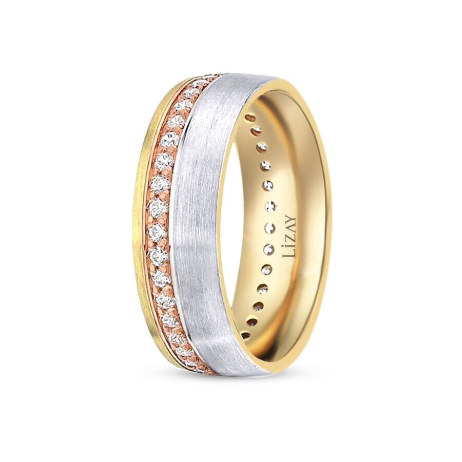 Gold Three-Tone Wedding Band