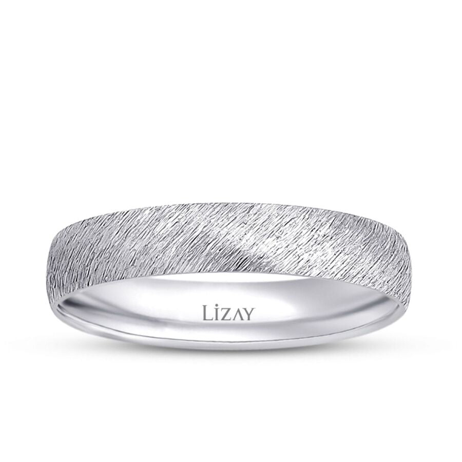 White Gold Textured Wedding Band