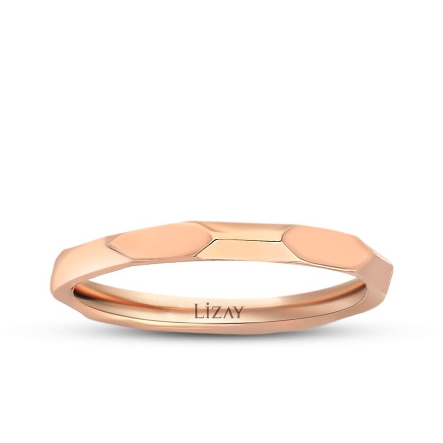 Gold Hexagon Modern Wedding Band