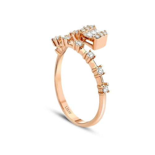 0,24 Carat Diamond Rose Gold Baguette Ring