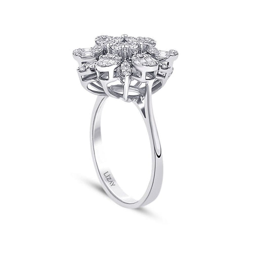 0,80 Carat Diamond Flower Baguette Ring
