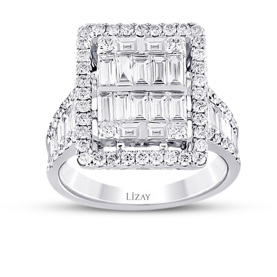 1,96 Carat Diamond Baguette Ring