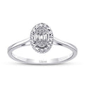 0,06 Carat Diamond-Effect Oval Baguette Ring