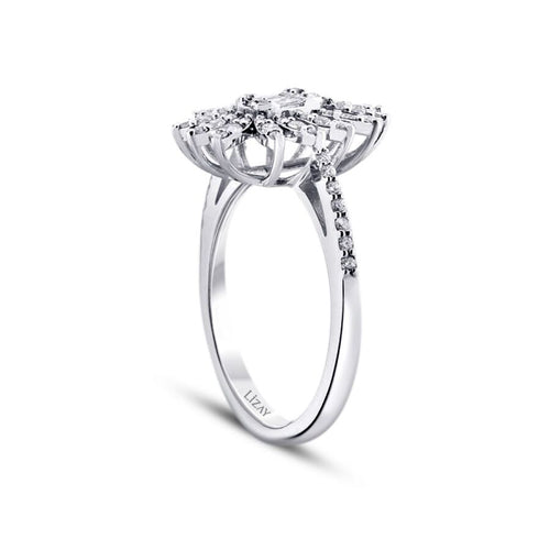 0,48 Carat Diamond Baguette Flower Ring