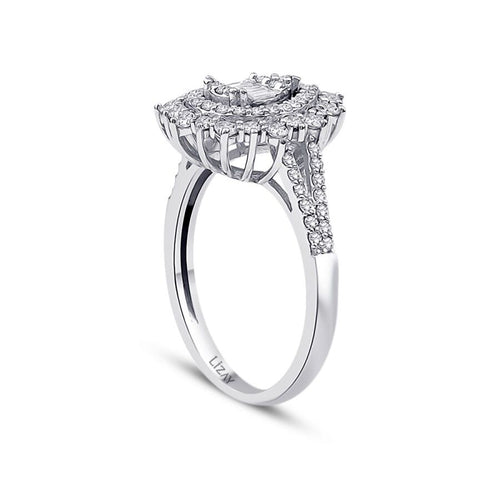 0.67 Carat Diamond Pear Baguette Ring